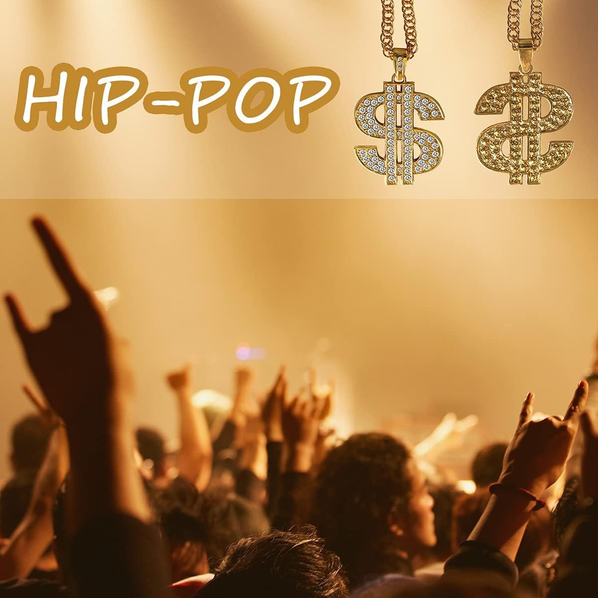 PinCute 18K Gold Plated Dollar Chain Necklace, Fake for Men,... 