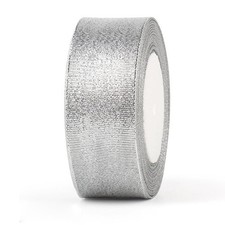 Silver Glitter Ribbon 1 1/2 Inch, 25 Yards/roll Sparkly Metallic Fabric Ribbo...