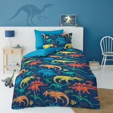 Dino Roar Children's Printed Duvet Set Single 137x200cm Dinosaur Bedding T-Rex