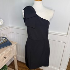 Gianni Bini Black One Shoulder Bow Cocktail Dress Size 6 NWT Black Sheath Dress