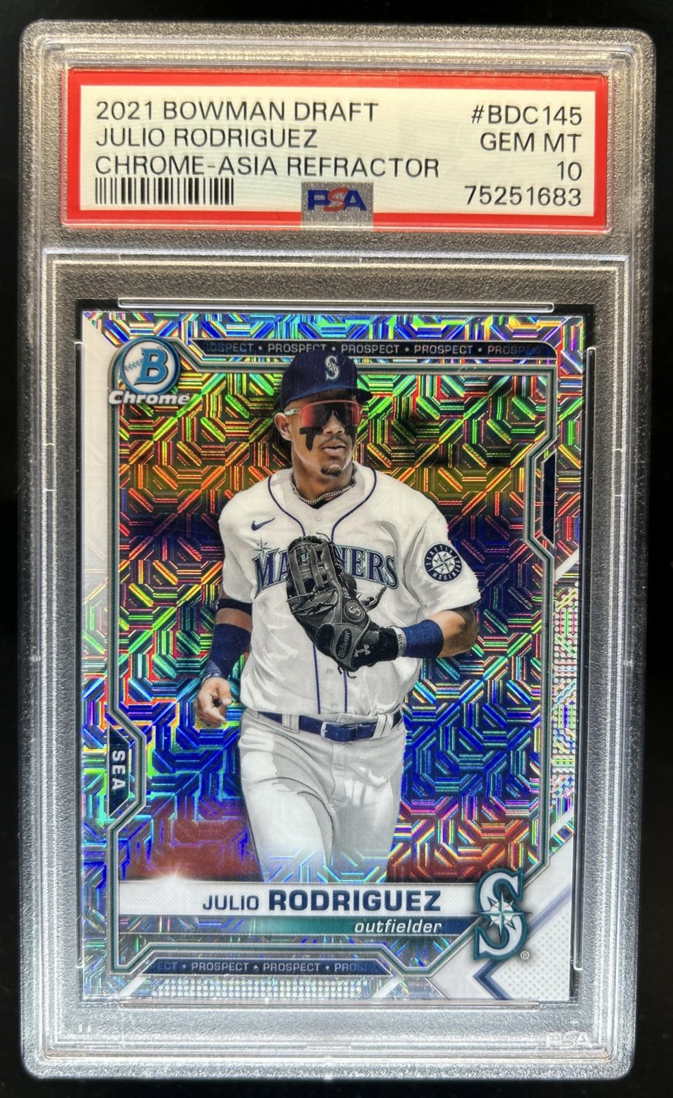 2021 Bowman Draft Julio Rodriguez Chrome Asia Refractor #BDC-145 Mariners PSA 10