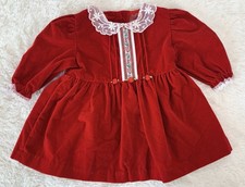 Vintage 90s Red Velvet Baby Girl Holiday Christmas Dress Size 3-6 Months