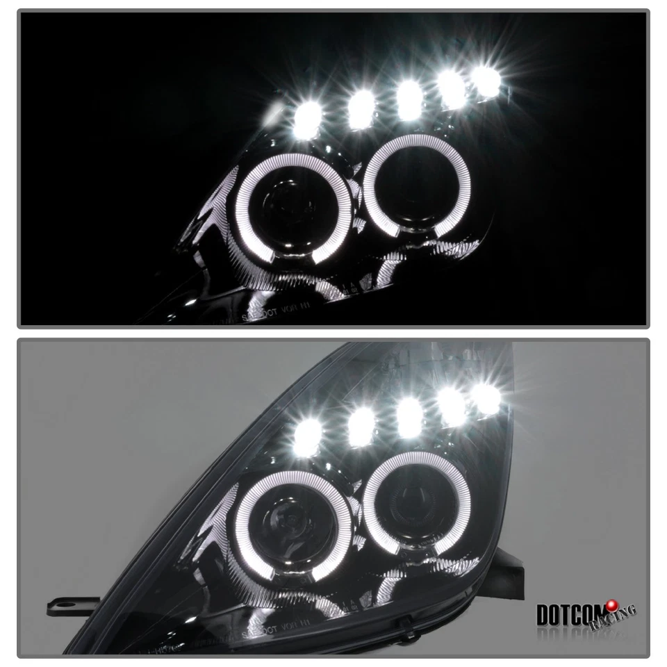 Fit 2000-2005 Toyota Celica Black Smoke LED Halo Projector Headlights Assembly - Image 3 of 4