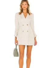 Astr The Label Linen Blend Blazer Dress Small Beige Double Breasted