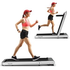 2 in 1 Folding Treadmill 4.75HP Running Machine w/ APP Remote Control Silver