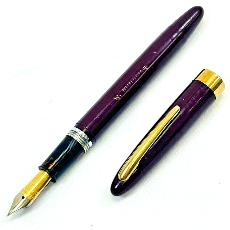 VTG 1950s Sheaffer Snorkel Admiral Fountain Pen w/ 14K Gold Nib Maroon Inscribed