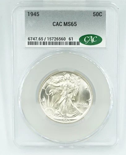 1945 CAC MS65 Walking Liberty Half Dollar