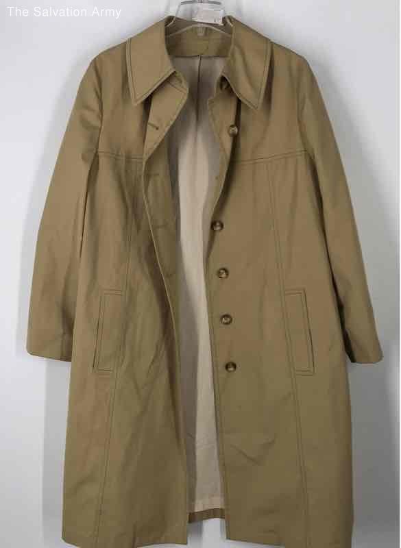 London Fog Womens Tan Cotton Blend Long Sleeve Pockets Trench Coat Size 16
