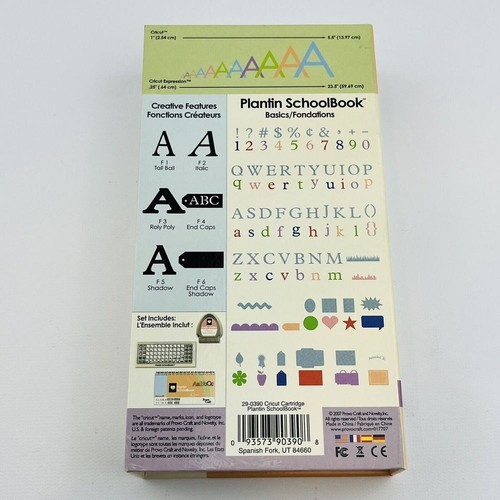 Cricut Plantin SchoolBook Font Cartridge 29-0390 Provo Craft Complete 2007 - Picture 2 of 3