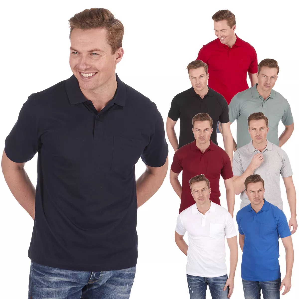 mens polo shirts with breast pocket uk
