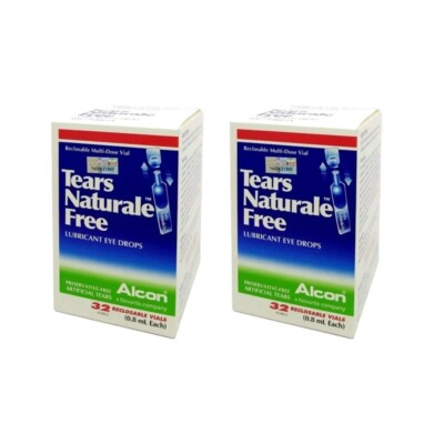 2 x Alcon Tears Drops Naturale Free Lubricant Eye 32 Vials Oz Eyes Pain Care