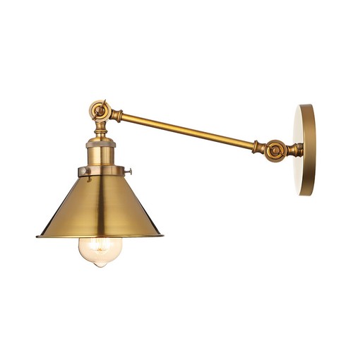 Vintage Brushed Brass Wall Sconce Antique Industrial Metal Porch Wall Lamp - Picture 8 of 9