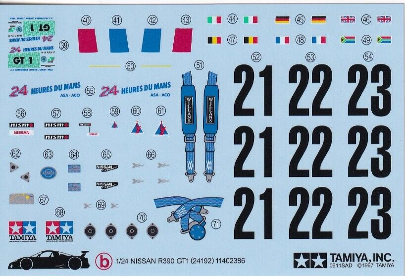 Tamiya's Decals for 1/24 NISSAN R390 GT1.Item24192 from Japan | eBay