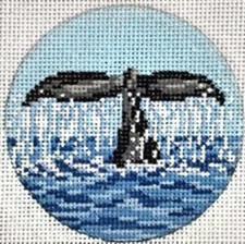 Needlepoint Handpainted Needle Crossings Whales Tail 3"