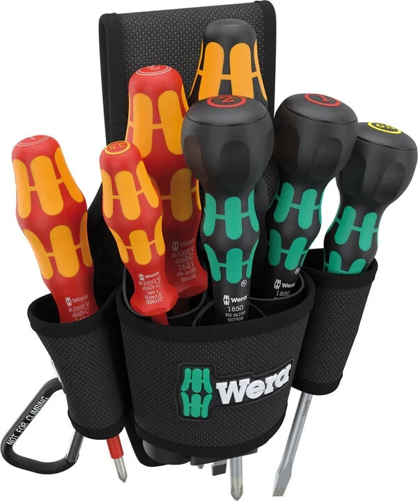 Wera 9621 Ball Grip Set 2 Screwdriver Set Phillips Slot 8 Piece Holster 136033