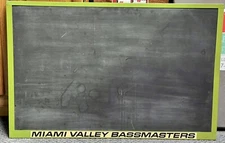 Vintage Miami Valley BASSMASTERS 25"x38" Green Metal & Slate Chalkboard Sign