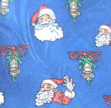 Santa Claus & Xmas Bells Christmas Tie  58" x 4"  Polyester Hong Kong Unbranded