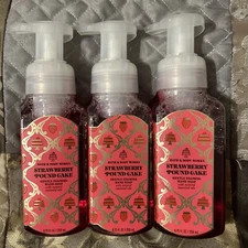 3 x Bath & Body Works STRAWBERRY POUND CAKE Gentle Foaming Hand Soap NEW