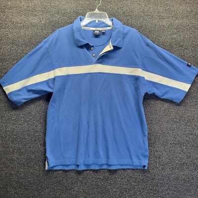 Helly Hansen Men's Sz XL Short Sleeve Polo Shirt Light Blue White Striped