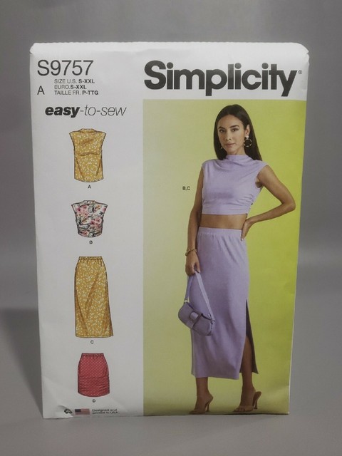 SIMPLICITY PATTERN 9757 TOPS SKIRTS KNITS MISSES SIZES SM M L XL XXL ...