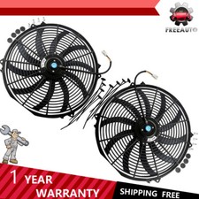 Pair 16 Universal Electric Radiator Cooling Slim Fan Pushpull 12v Mounting Kit