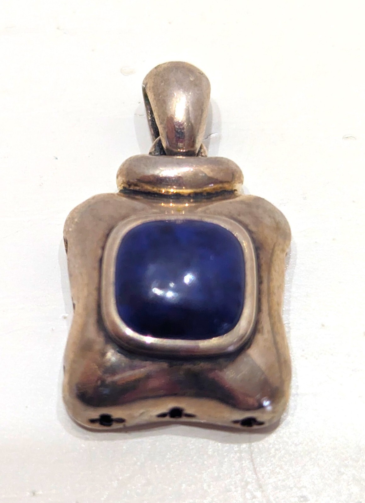 Rectangular 925 Sterling Silver Pendant with Blue… - image 4