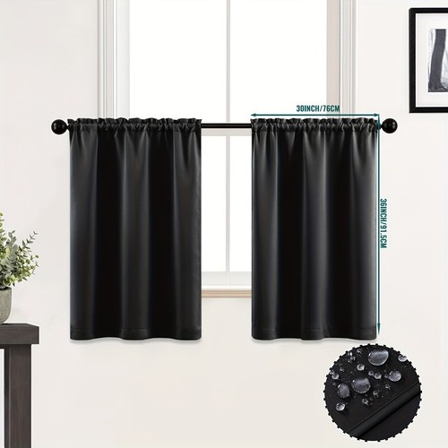 2 Panel Privacy Insulated Blackout Short Window Curtain Drapes Cafe Tier Kitchen - Picture 34 of 47