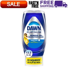 Dawn EZ-Squeeze Platinum Dishwashing Liquid Dish Soap, Fresh Rain Scent, 12.2 oz