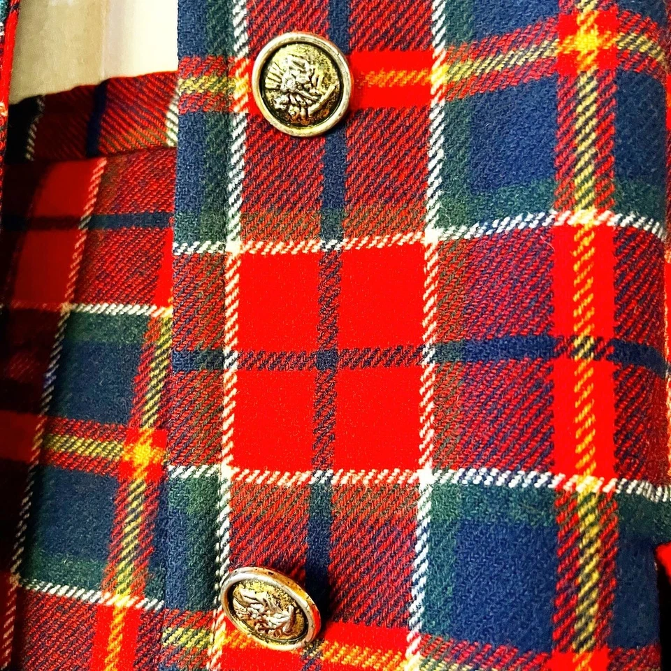 RARE PENDLETON SET 60’s 60s Vintage Red Plaid Wool 49er Jacket Pleated Skirt M L - Image 4 of 4