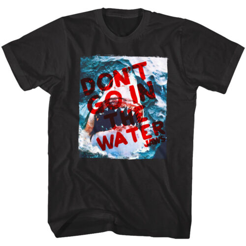 Jaws Great White Shark Don't Go in The Water T-shirt homme morsure film d'horreur haut - Photo 1/7