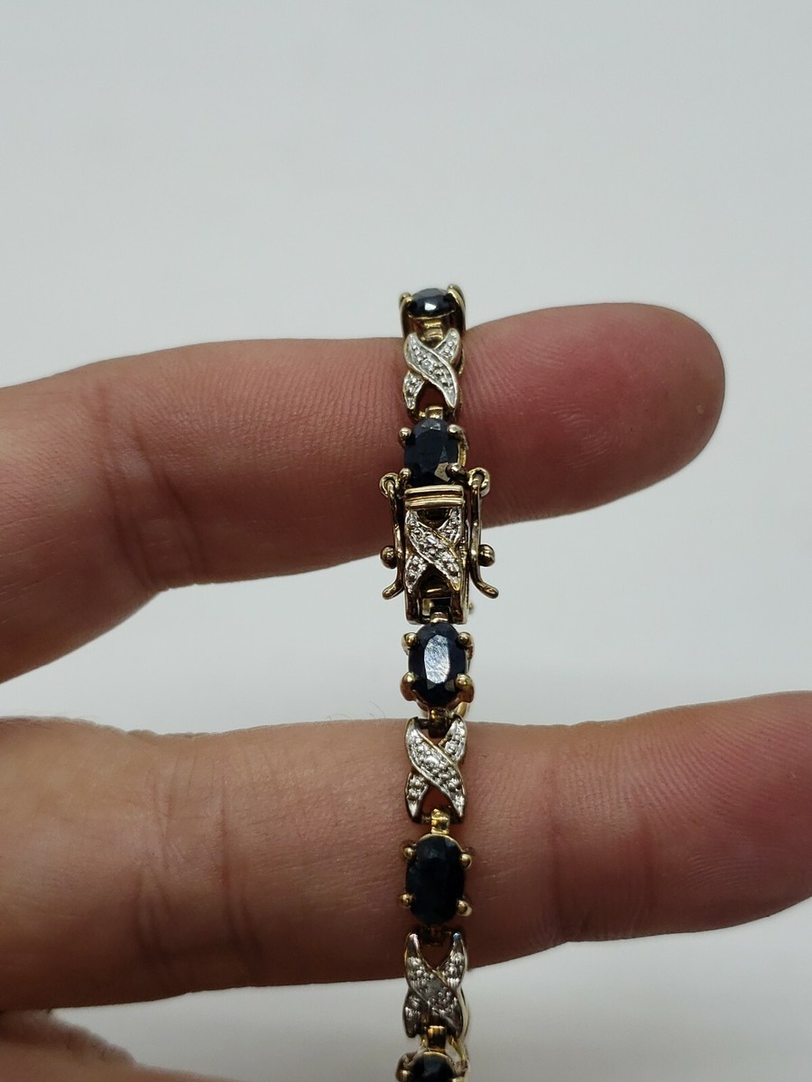 VINTAGE ROSS SIMONS VERMEIL STERLING SAPPHIRE & DIAMOND
