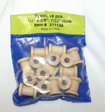 16 Mini Wood Sewing Spools Natural 1/2" DIY Craft
