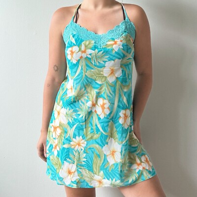 Valerie Stevens Sheer Floral Slip Dress Size Large