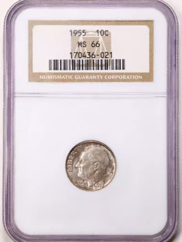 1955 10C Roosevelt Dime MS66 NGC 170436-021