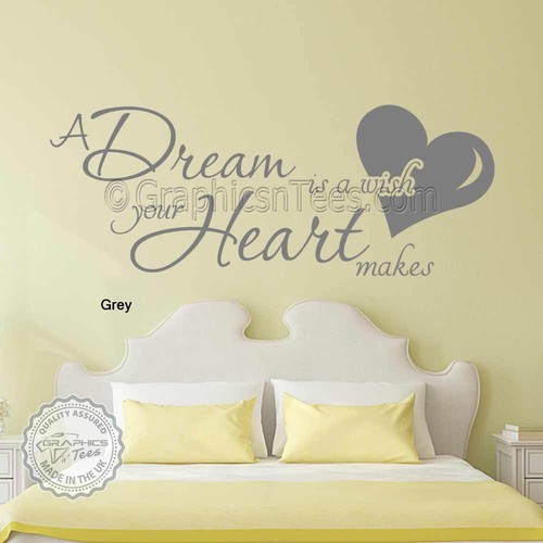 A Dream Is A Wish Your Heart Makes Bedroom Wall Sticker Quote Vinyl Art Decal - Picture 4 of 14
