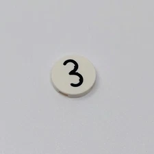 14769 LEGO Parts Tile Round 2x2 Bottom O Kissy Mouth / Number 3 WHITE (1)