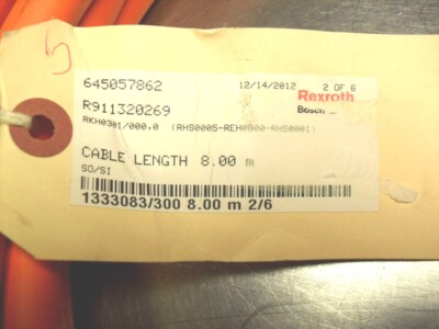 RexRoth - Hybrid Cable  RKH0301 - R911320269 -Length 8.00 Meters New