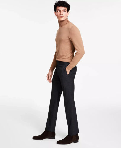 Calvin Klein Men's 36x34 Slim Fit Performance Dress Pants Charcoal Plaid