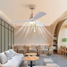 48" Led Ceiling Fan Light Lighting Fixtures Remote Control 6 Gears 50W Low Noise