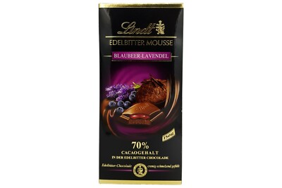 5x LINDT Blueberry & Lavender fine dark mousse   70% cocoa chocolate   TRACKED