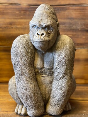 STEINGARTEN GROßE SILBERRÜCKEN GORILLA AFFE SCHIMPANSE AFFE STATUE GESCHENK ORNAMENT