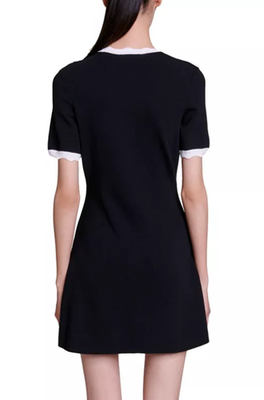 maje knit dress with contrasting trim - Black Short for Women - Size 40 FR related:kalana-dress-pink-blurred-check