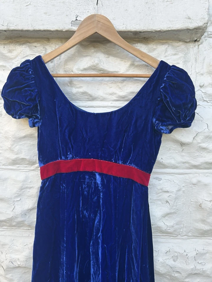 Maxi vestido vintage años 70’s para mujer azul terciopelo Aline Princess Foto 2 de 4