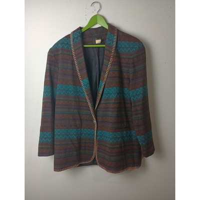 Vintage David Paul New York Western Blazer Southwest Geometric Festival Brown L
