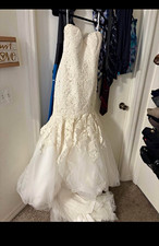 Madison James Lace Sweetheart Sleeveless Mermaid Wedding Dress 6 Ivory/White