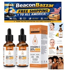 Facial Serum - 20 Vitamin C, Hyaluronic Acid for Radiant Skin - 2 Pack