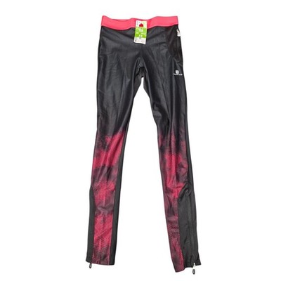 Domyos Decathlon Running Leggings Black Pink Geometric XS W28 L31 NWT