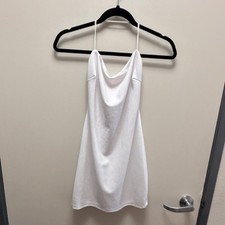 Windsor White Satin Cowl Neck Strappy Mini Slip Dress Sleeveless Size S