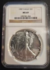 1987 American Silver Eagle $1 Dollar Coin One Troy Ounce 0.999 Fine NGC MS69