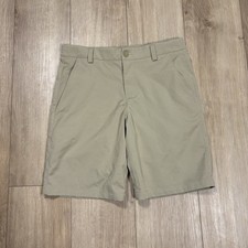 Under Armour Golf Shorts Beige Performance Boys Youth L Adjustable Waist